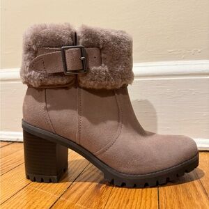UGG Elisiana Suede Fur Boots in Caribou